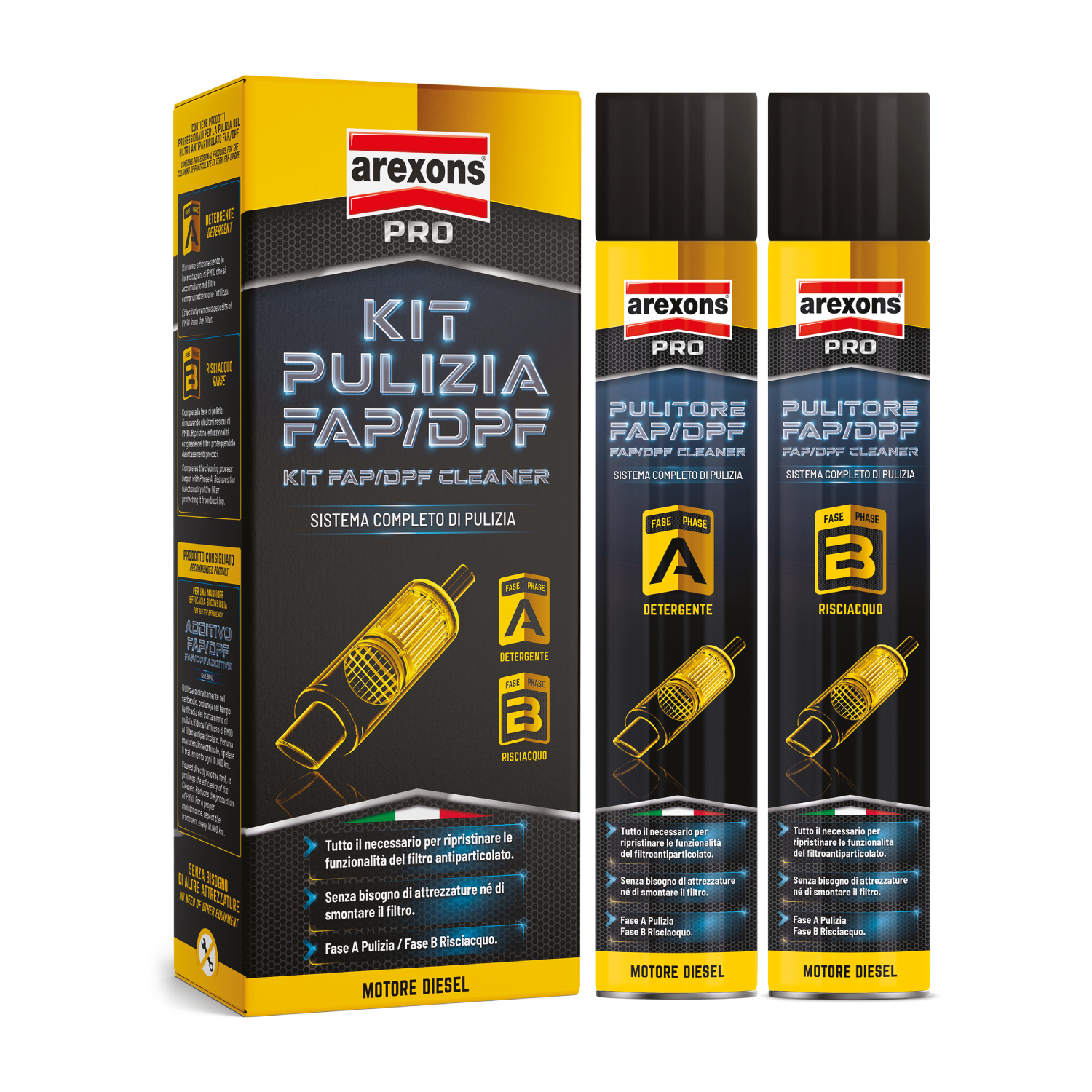 3705-yeni Arexons Pro Fap/DPf Komple Temizleme Seti 2X750 ML - Görsel 1